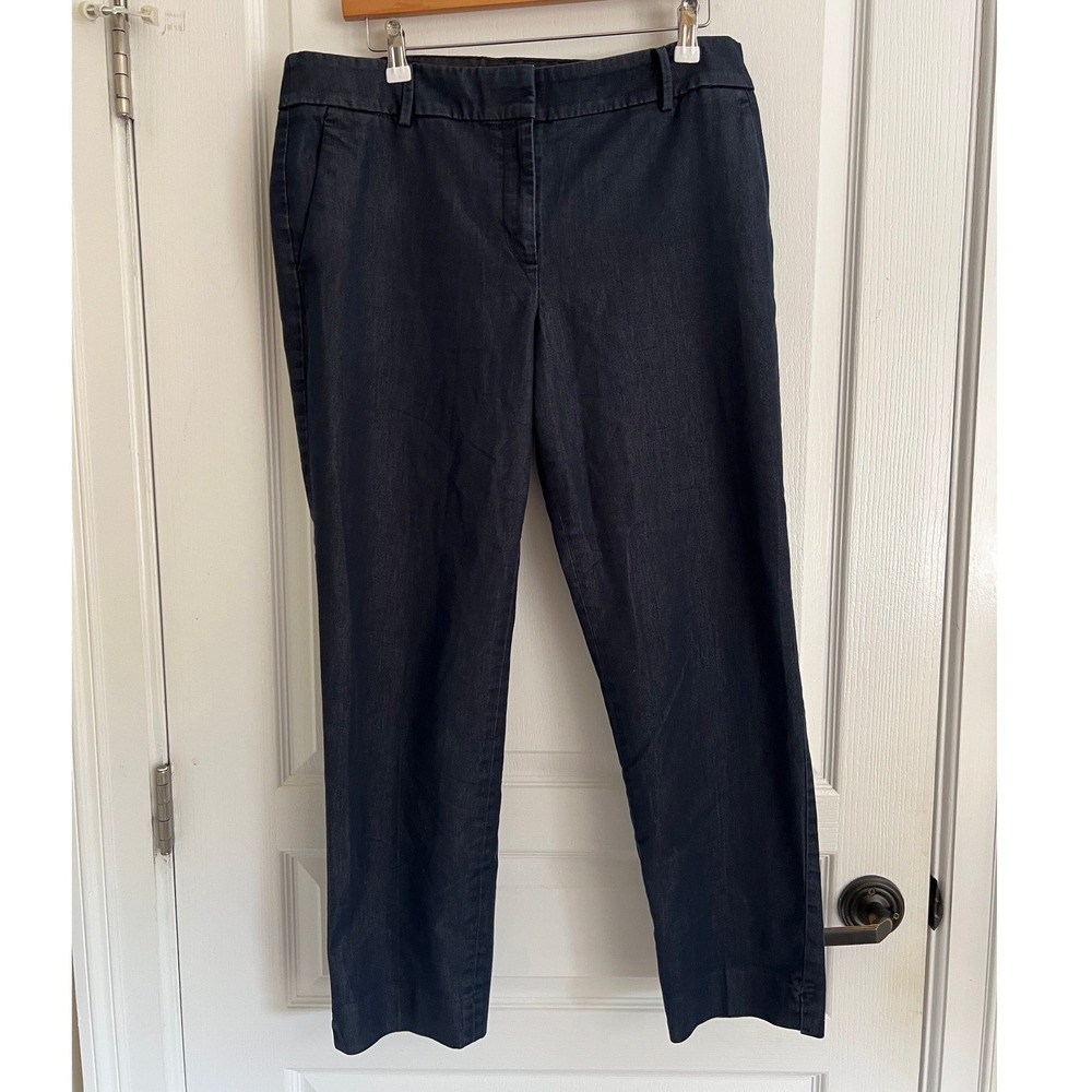 Talbots Hampshire Ankle Pant Womens 12 Navy Dark Denim Blue Stretch Trousers